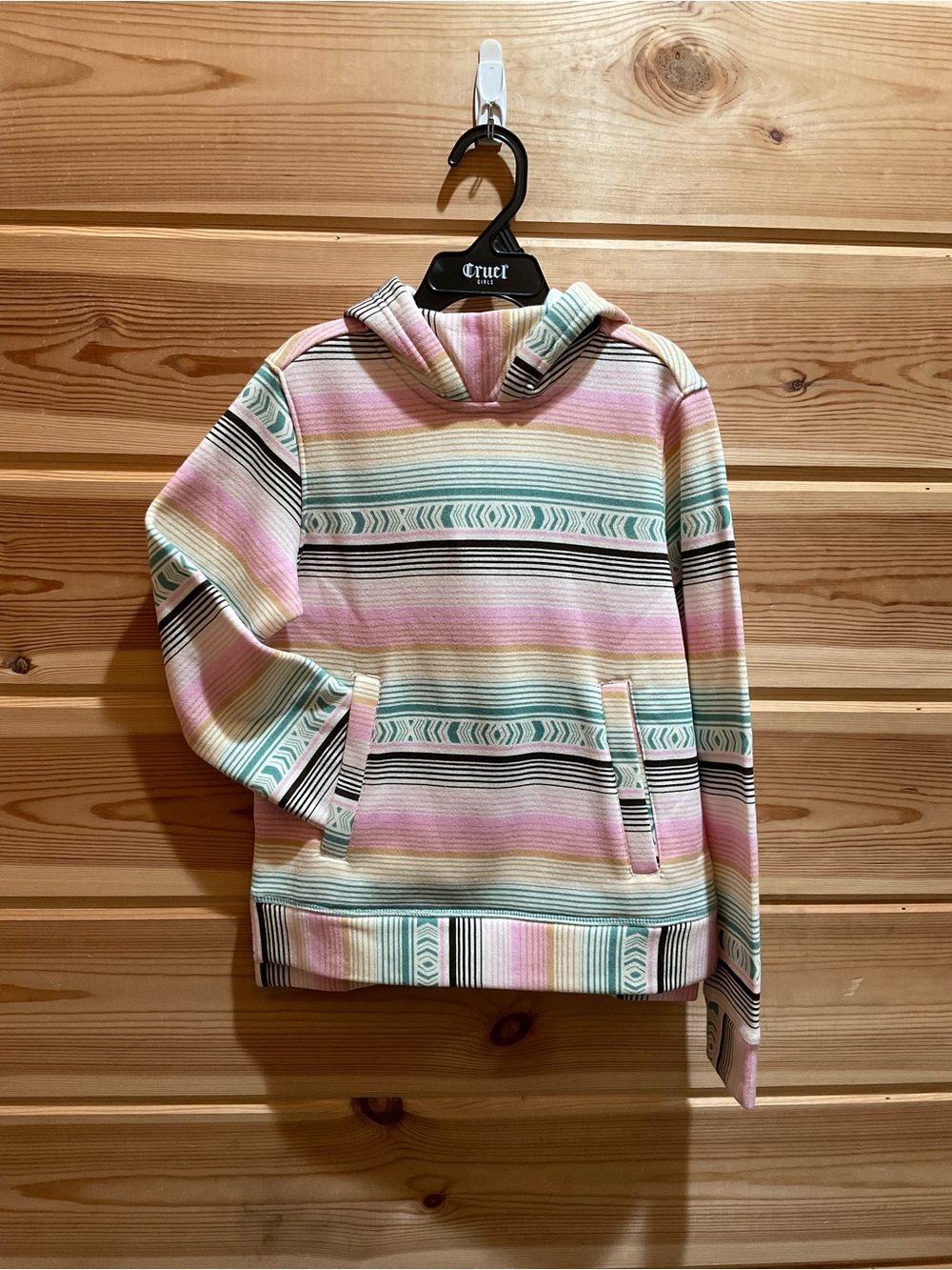 Cruel Girl Pastel Striped Hoodie - Pink, Mint, Cream